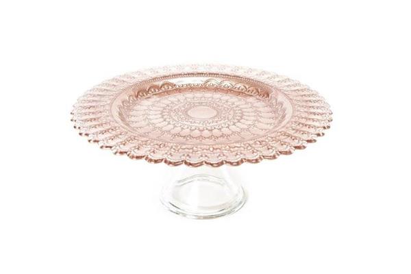 ALZATA IN VETRO BAROCCO 28 X H12 CM ROSA GOLD