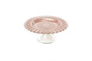 ALZATA IN VETRO BAROCCO 22 X H7,5 CM ROSA GOLD