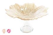 ALZATA IN VETRO FLOWER 28 X H16 CM DECORI ASS