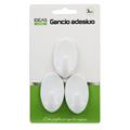 GANCIO ADESIVO OVALE 6,4 X 3,6 CM CONF 3 PZ COLORE BIANCO