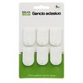 GANCIO ADESIVO 4 X 2,6 CM CONF 6 PZ COLORE BIANCO
