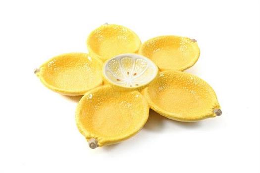 ANTIPASTIERA LIMONE CERAMICA 6 SCOMPARTI 31X31XH3,5CM