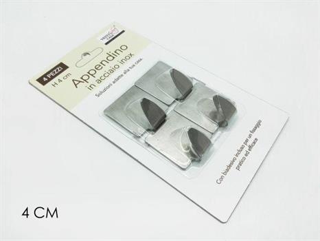 APPENDINO QUADRATO IN METALLO CROMATO SET 4PZ