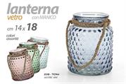 LANTERNA VETRO 14X18CM COLORI ASS.