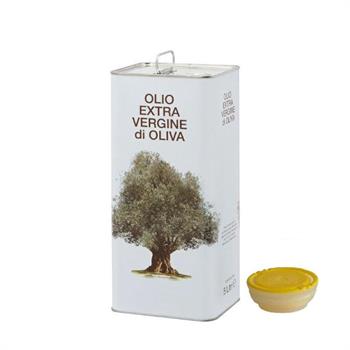 LATTA PER OLIO LT 5 CON TAPPO INCASTRO DECORO BIANCO ALBERO