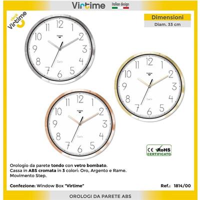 OROLOGIO ABS TONDO 33 CM QUADRANTE BIANCO 4 COLORI ASS