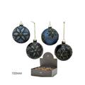PALLA IN VETRO 10 CM CON FIORI 4 DECORI ASS COLORE BLU