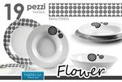 SERVIZIO PIATTI 19PZ TONDO FLOWER NERO